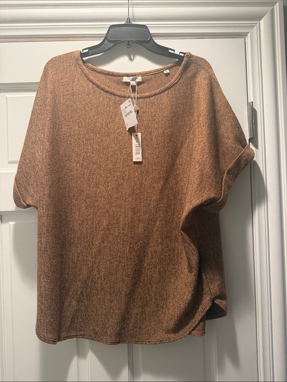 Max Studio Camel Brown Scoop Neck Knit Top